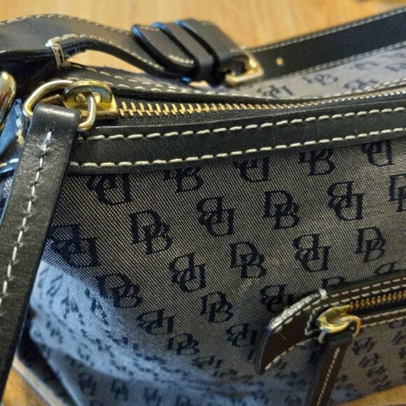DOONEY & BOURKE SIGNATURE MONOGRAM CANVAS & LEATHER SHOULDER HOBO BAG HANDBAG - Picture 15 of 15
